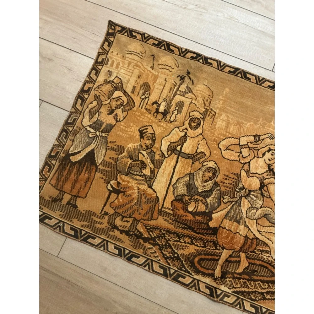 Vintage Tapestry Middle Eastern Desert Scene Wall Hanging Bohemian